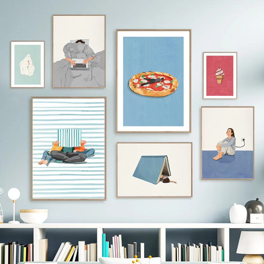 Home Cooking Reading - 유머러스하고 재미있는 그림 커피 읽기 수면
