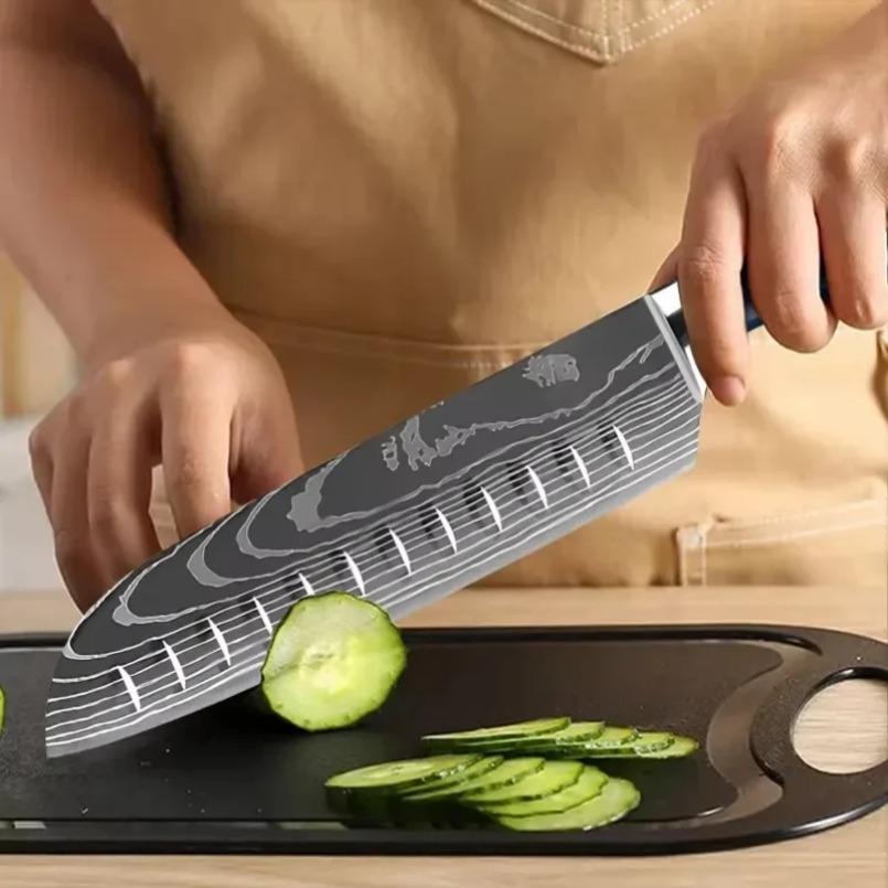 다마스커스 패턴 레이저 스틸 일본 산토쿠 나이프 레진  - Home Cooking In Japanese 리뷰 및 가격
